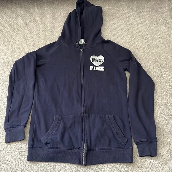 Dallas Cowboys Victoria’s Secret’s PINK hoodie sweatshirt zip up Sequin Star S - Picture 1 of 8